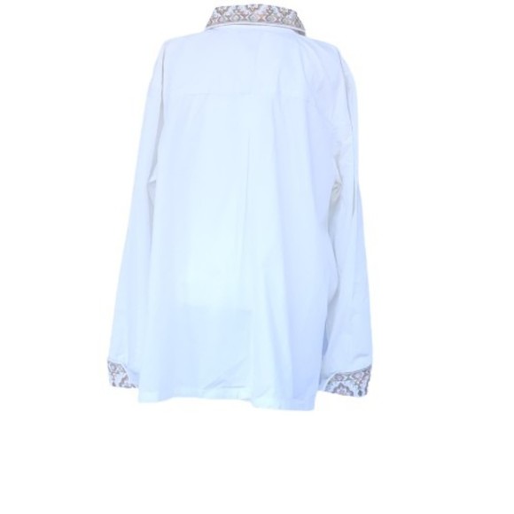 Coldwater Creek Long Sleeve 3/4 Button down cream with embroidered detail (XL) - Picture 4 of 5